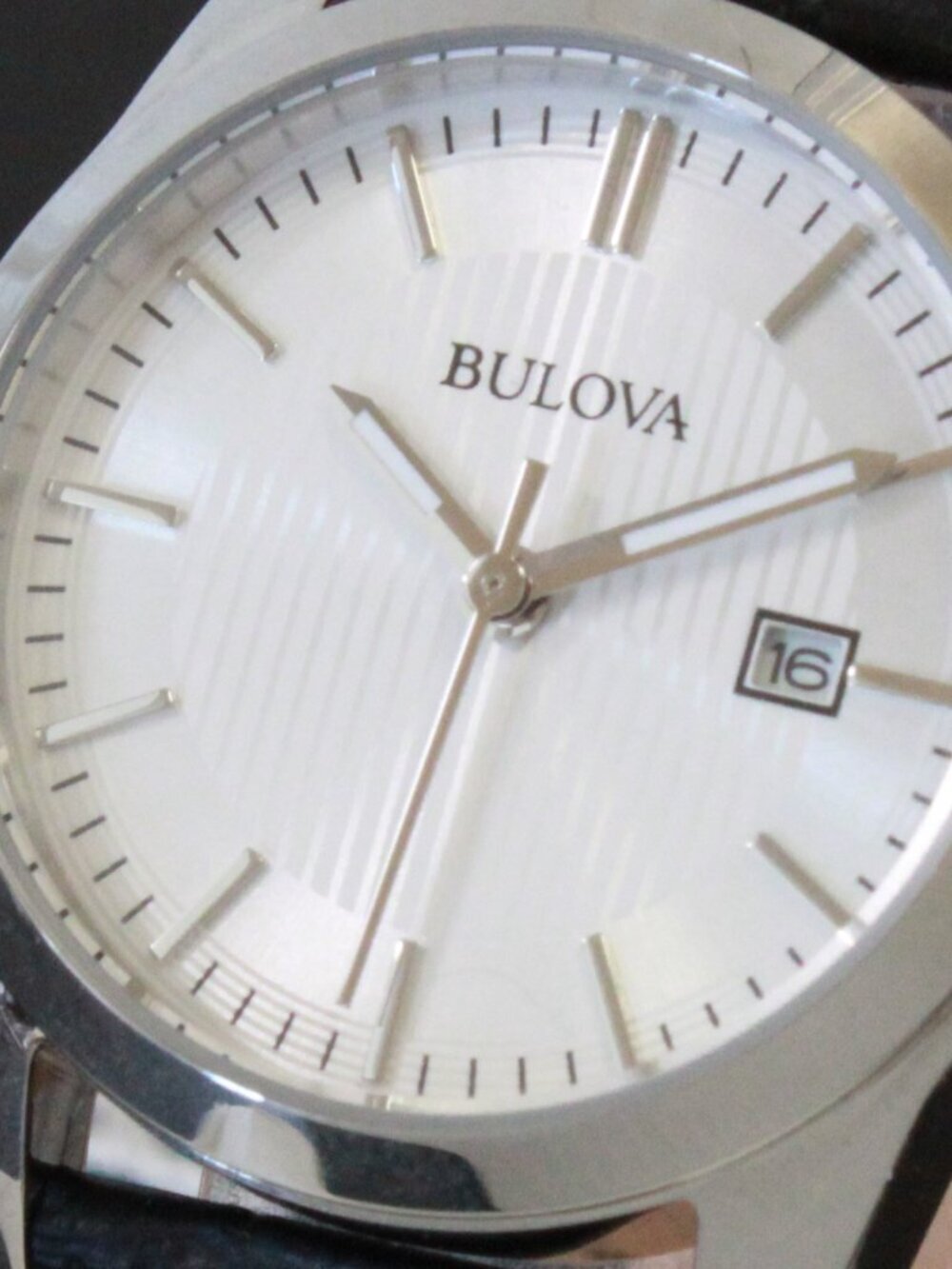 Bulova Ladies Classic Dress Watch Stainless, Silver Textured Dial, Black Strap - Picture 13 of 13